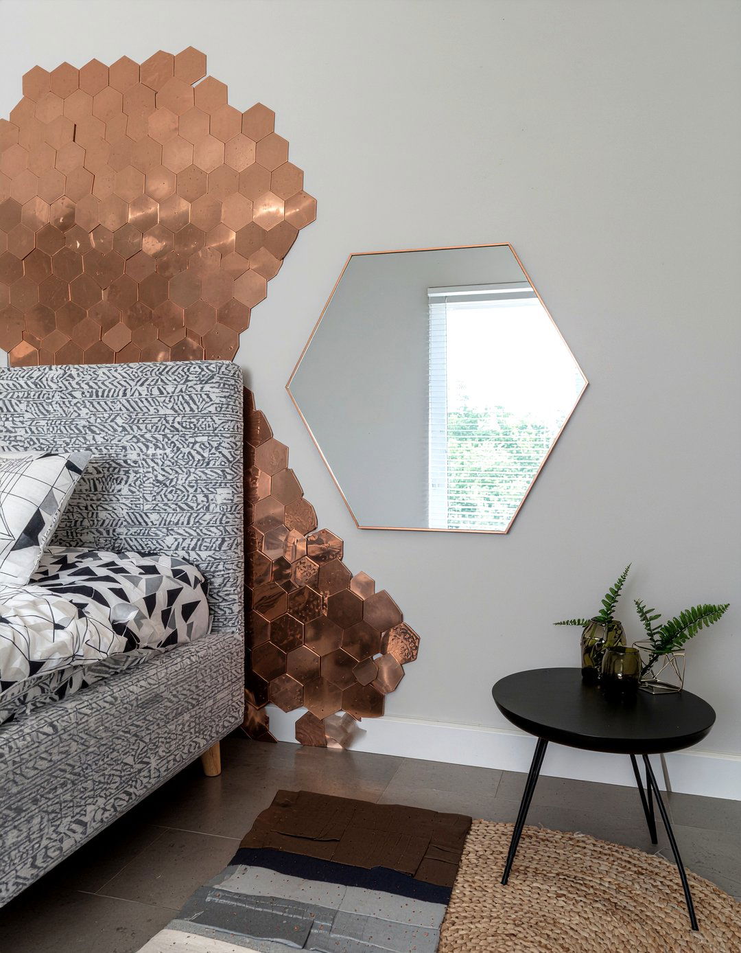 Geometric hexagonal mirror - 30 bedroom wall mirrors