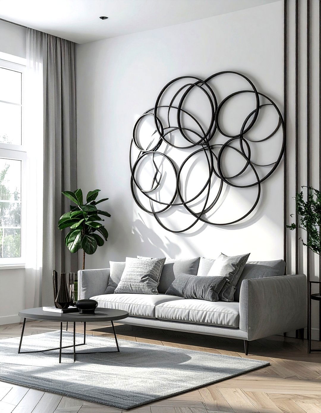 Geometric iron wall art - 30 living room iron furniture ideas
