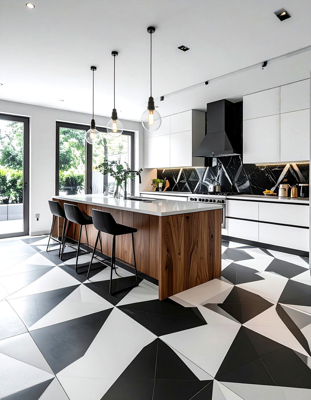 Geometric kitchen floor tile - 30 ceramic tile floor kitchen ideas