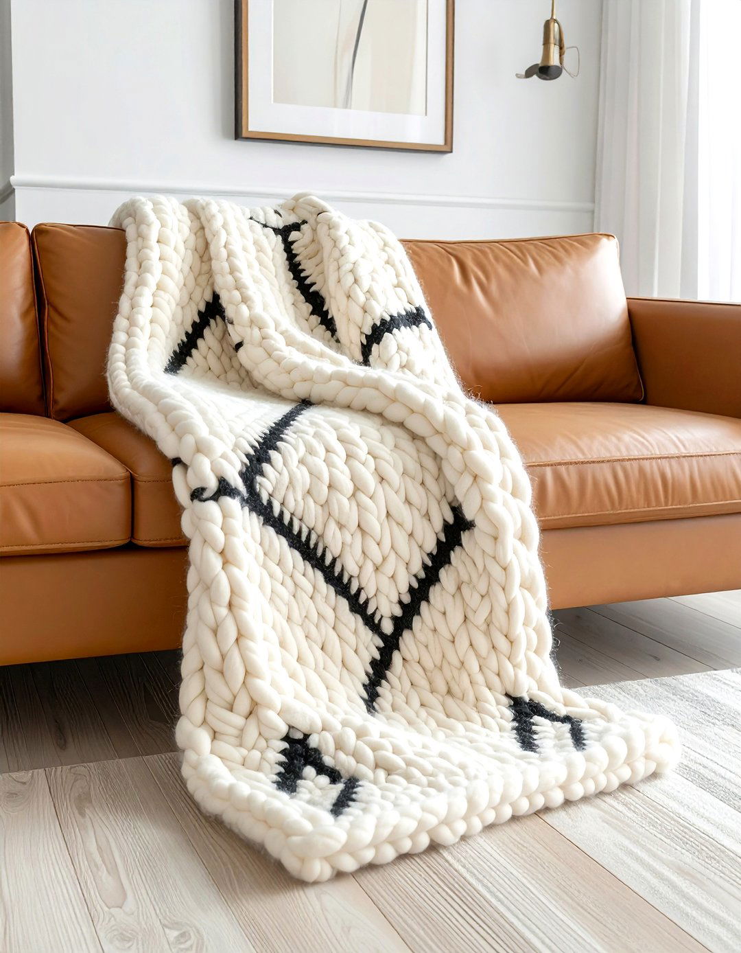 Geometric knit throw blanket - 30 geometric pattern decor ideas
