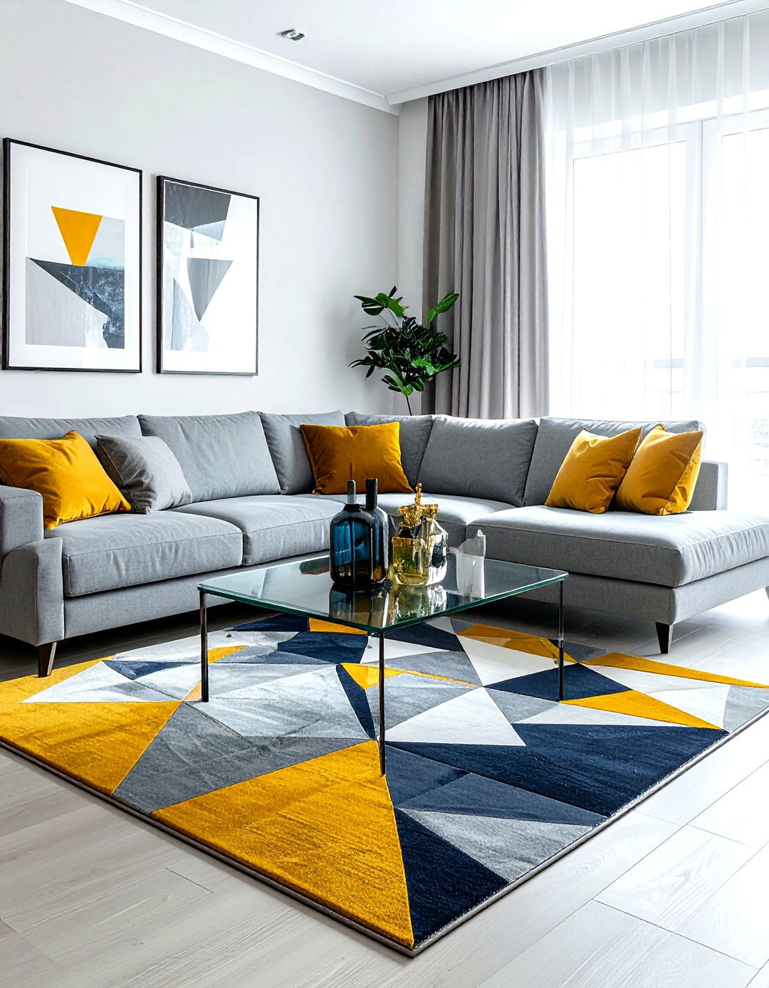 Geometric living room rug - 30 colorful rug ideas