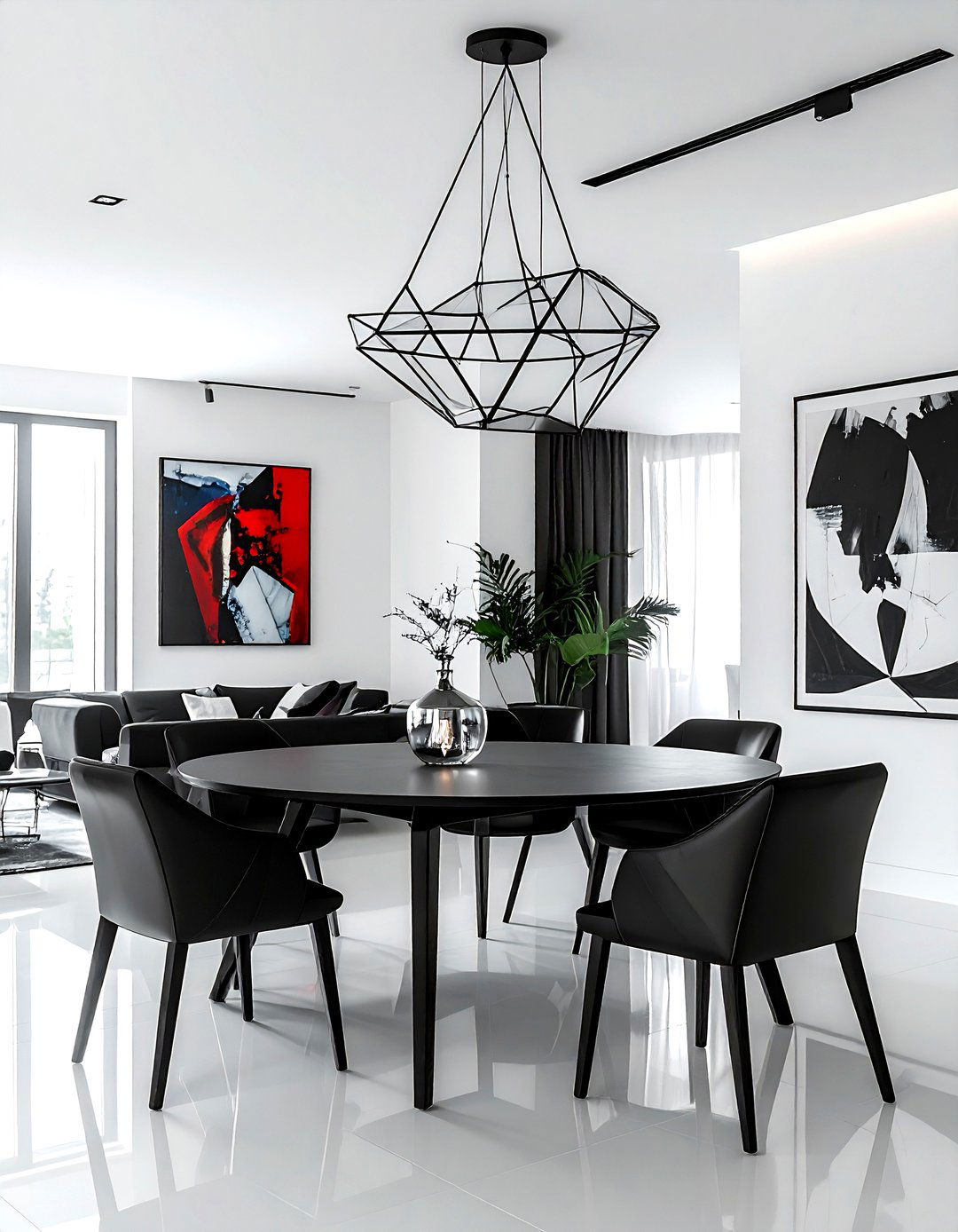 Geometric metal pendant - 30 pendant light dining room ideas