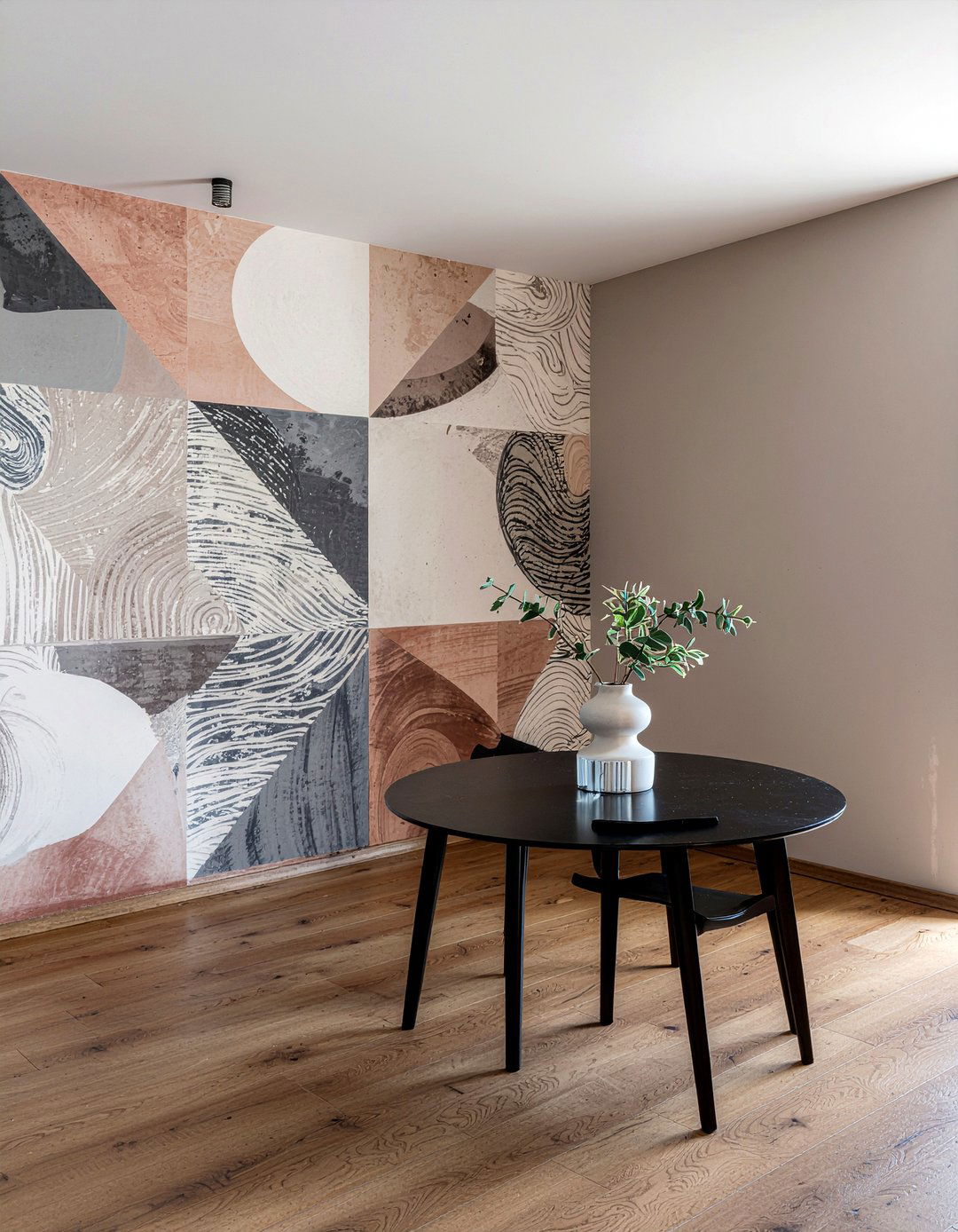 Geometric mural dining room - 30 geometric wallpaper dining room ideas