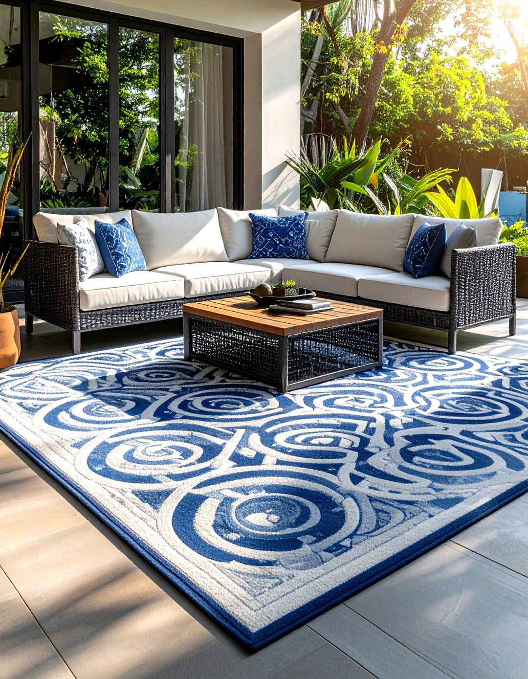 Geometric outdoor patio rug - 30 geometric pattern decor ideas