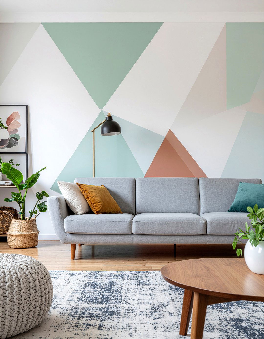 Geometric paint pattern - 30 living room accent walls
