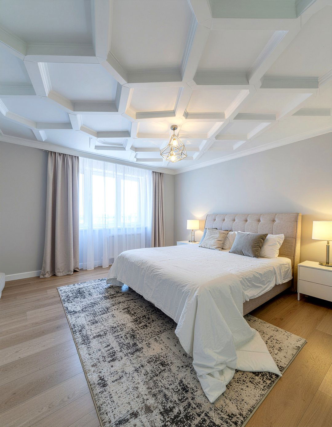 Geometric pattern bedroom ceiling - 30 bedroom ceiling ideas