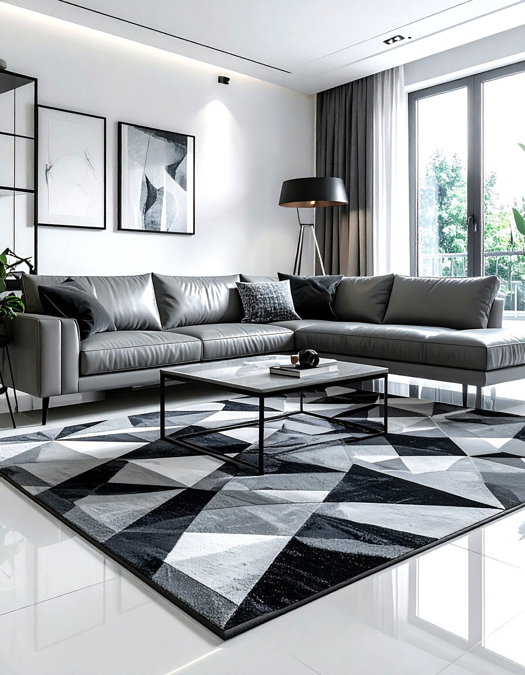 Geometric pattern carpet - 30 living room carpet ideas