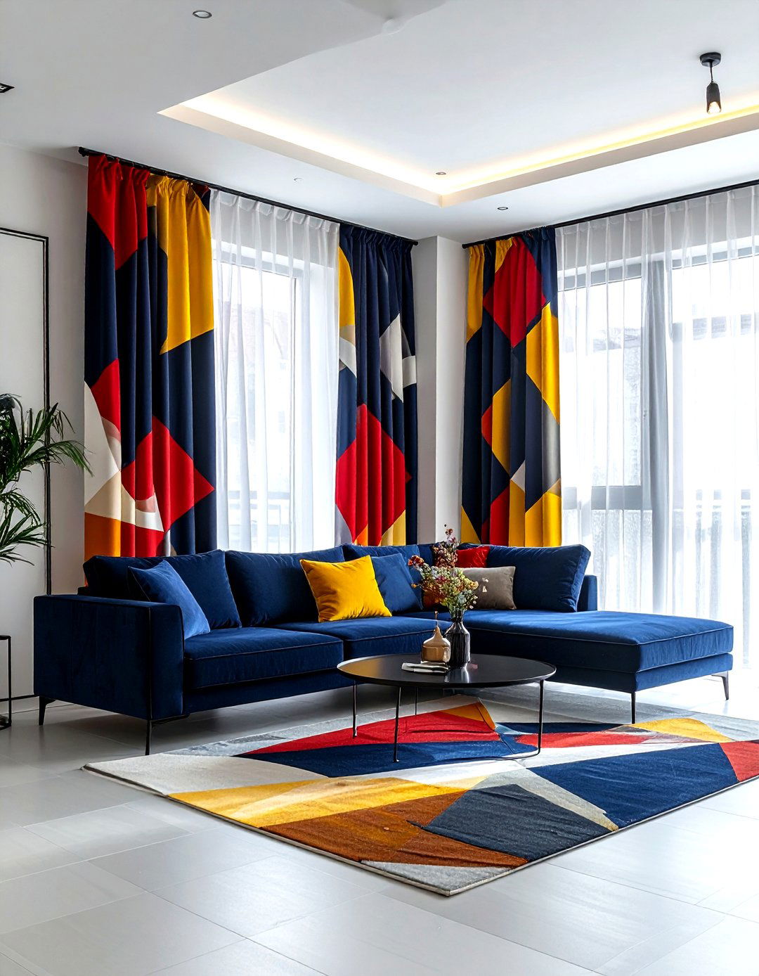 Geometric pattern curtains - 30 colorful curtain ideas