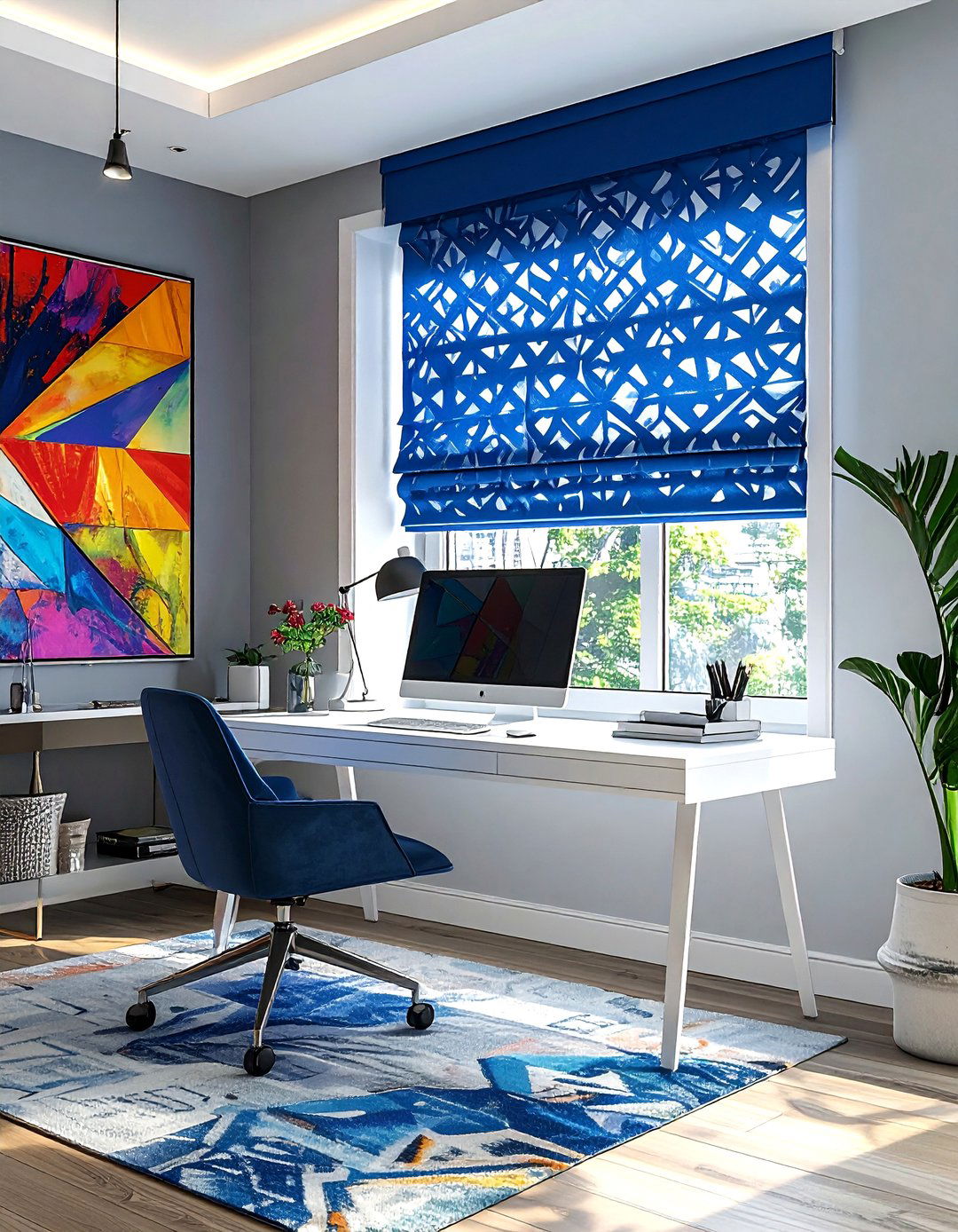 Geometric roman shade - 30 roman shade ideas