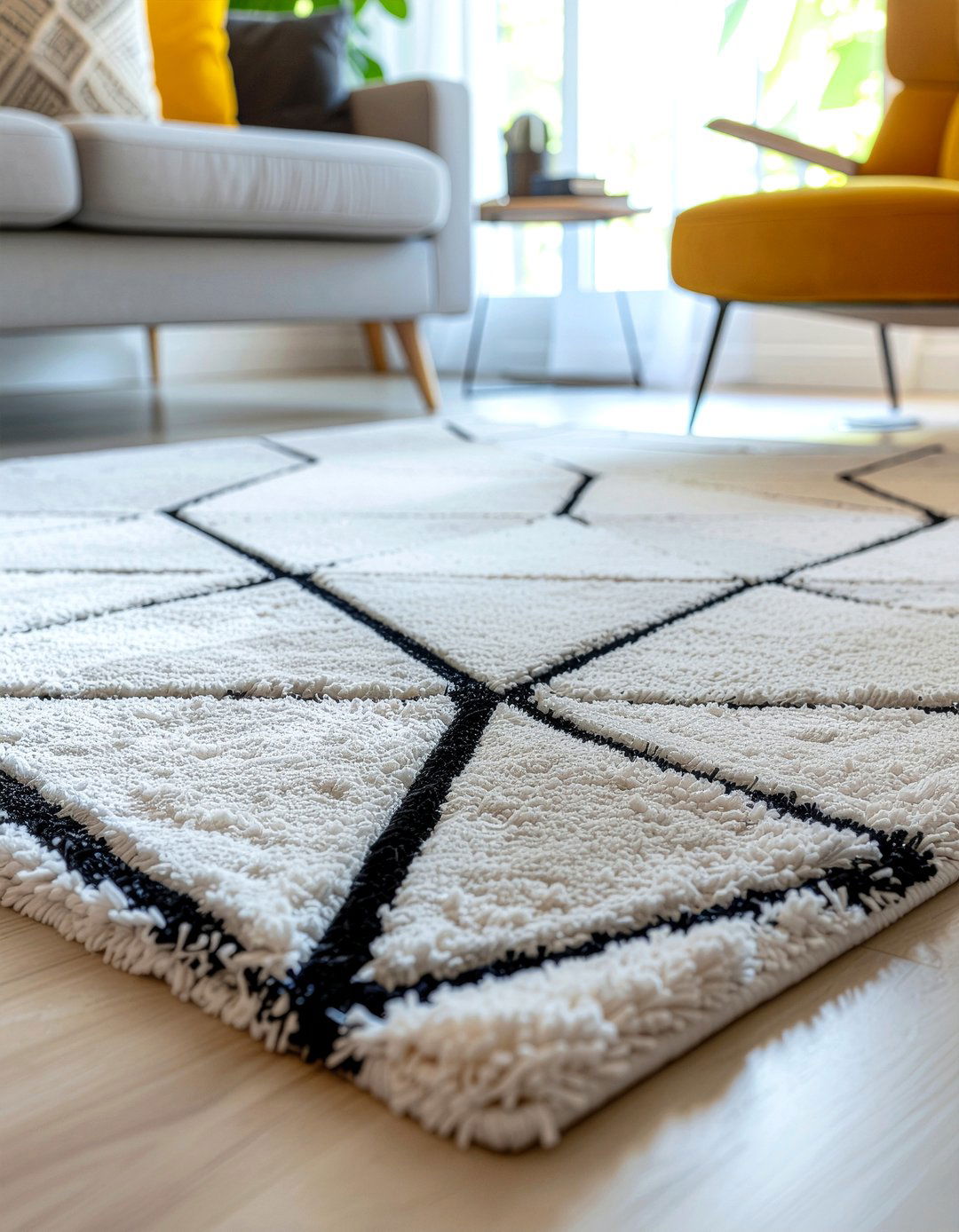 Geometric shag rug - 30 living room shag rugs
