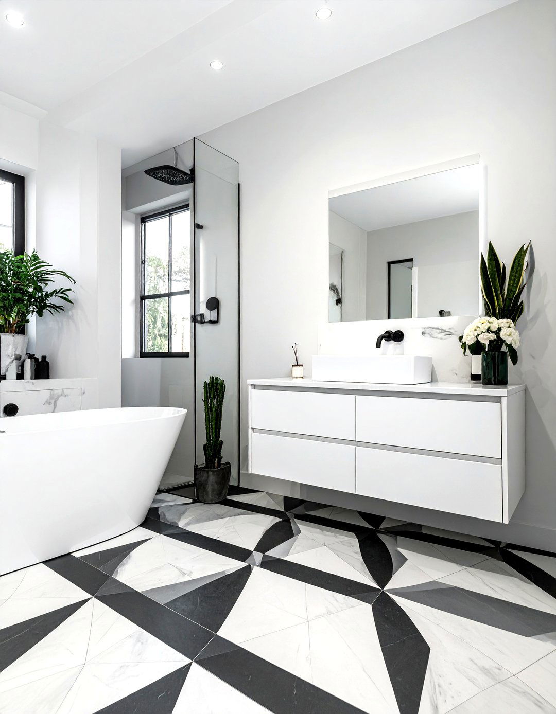 Geometric small tile patterns - 30 small tile bathroom ideas