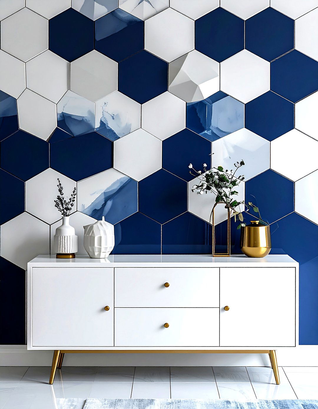 Geometric tile accent wall - 30 dining room backsplash ideas