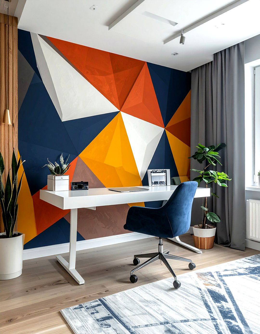 Geometric wall mural - 30 accent wall ideas
