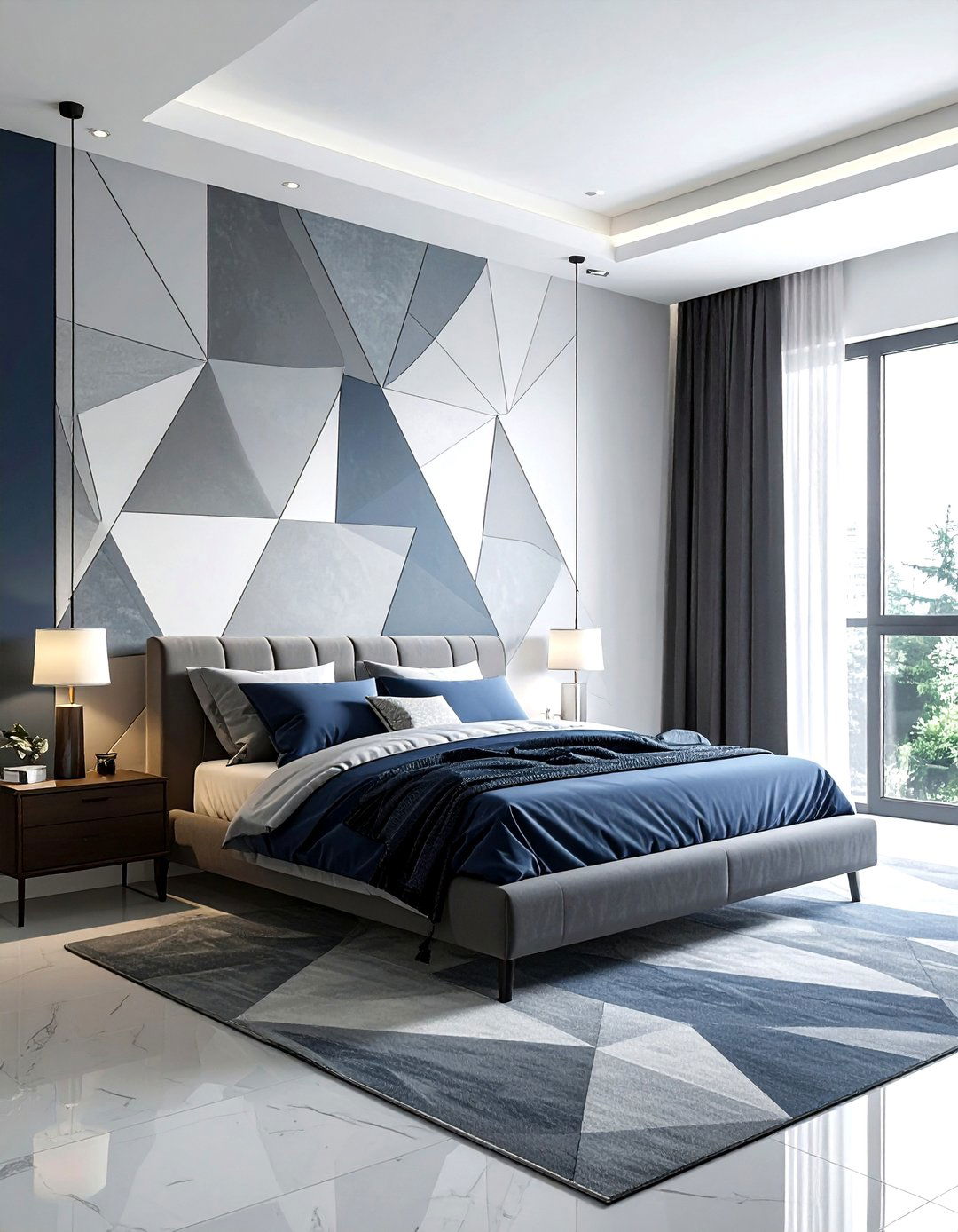Geometric wall paint - 30 practical decor ideas