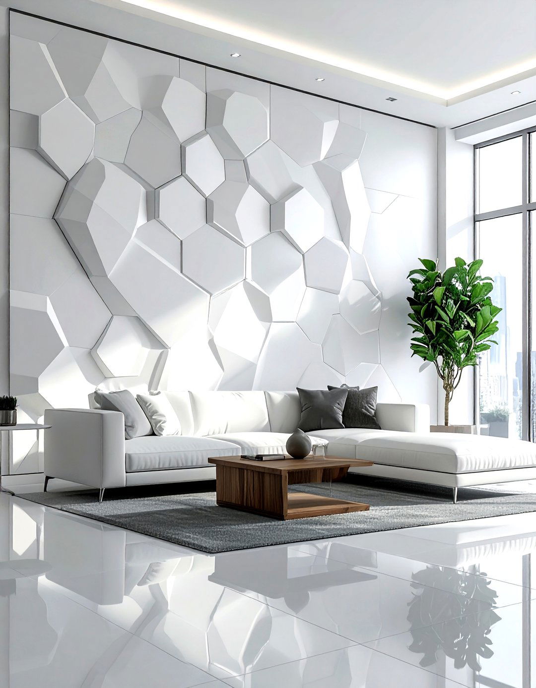Geometric wall panel - 30 living room statement piece ideas
