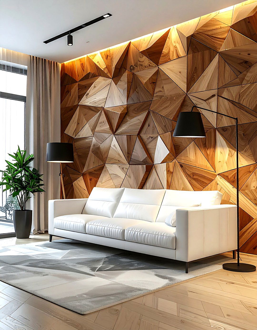Geometric wall panel - 30 living room flat panel ideas