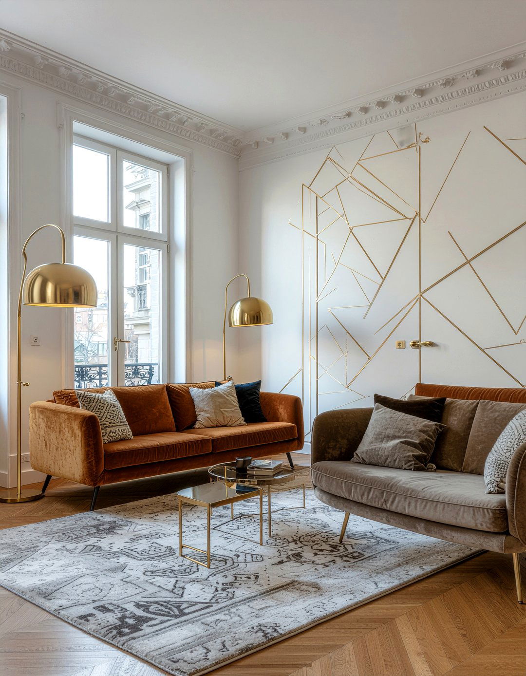 Geometric wall stencil - 30 living room wall stencils