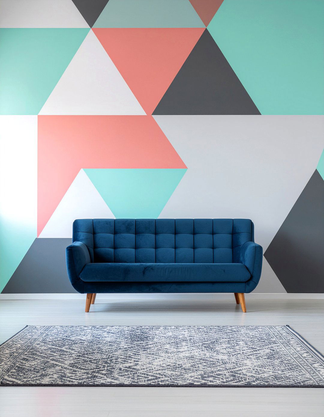 Geometric wall - 30 living room color blocking ideas