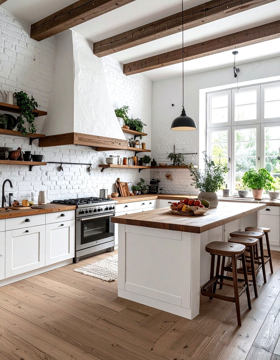 German smear brick kitchen - 30 exposed brick kitchen ideas