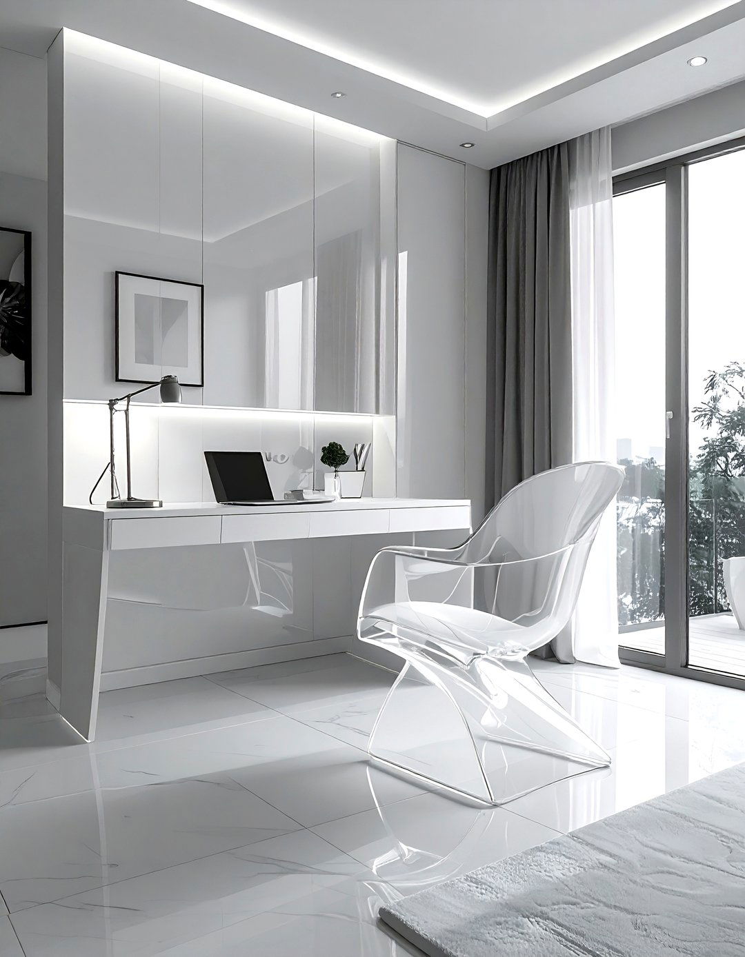 Ghost Acrylic Chair - 30 airy bedroom ideas