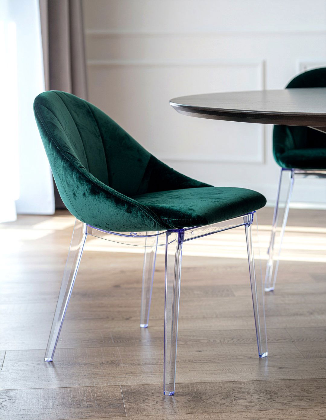 Ghost chair with velvet cushion - 30 ghost dining chair ideas