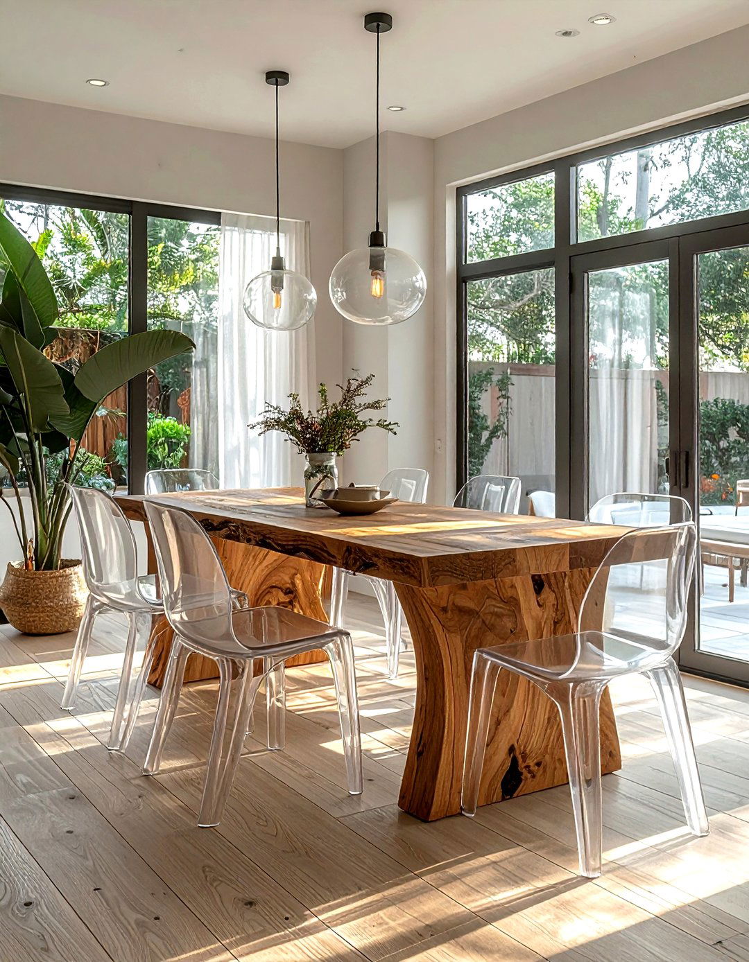 Ghost chairs with wood - 30 mismatched dining chair ideas