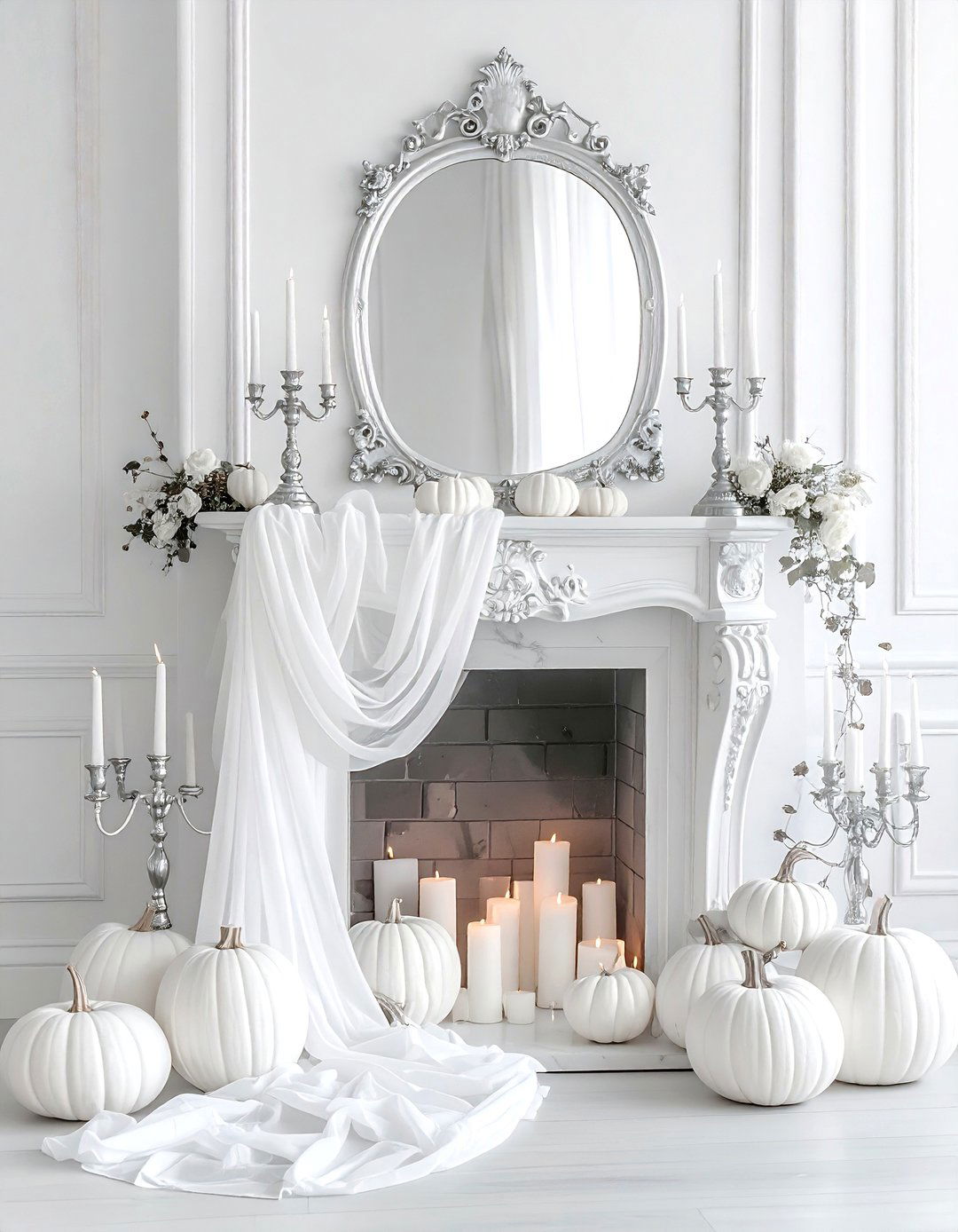 Ghostly Fireplace Mantel - 30 spooky decor ideas