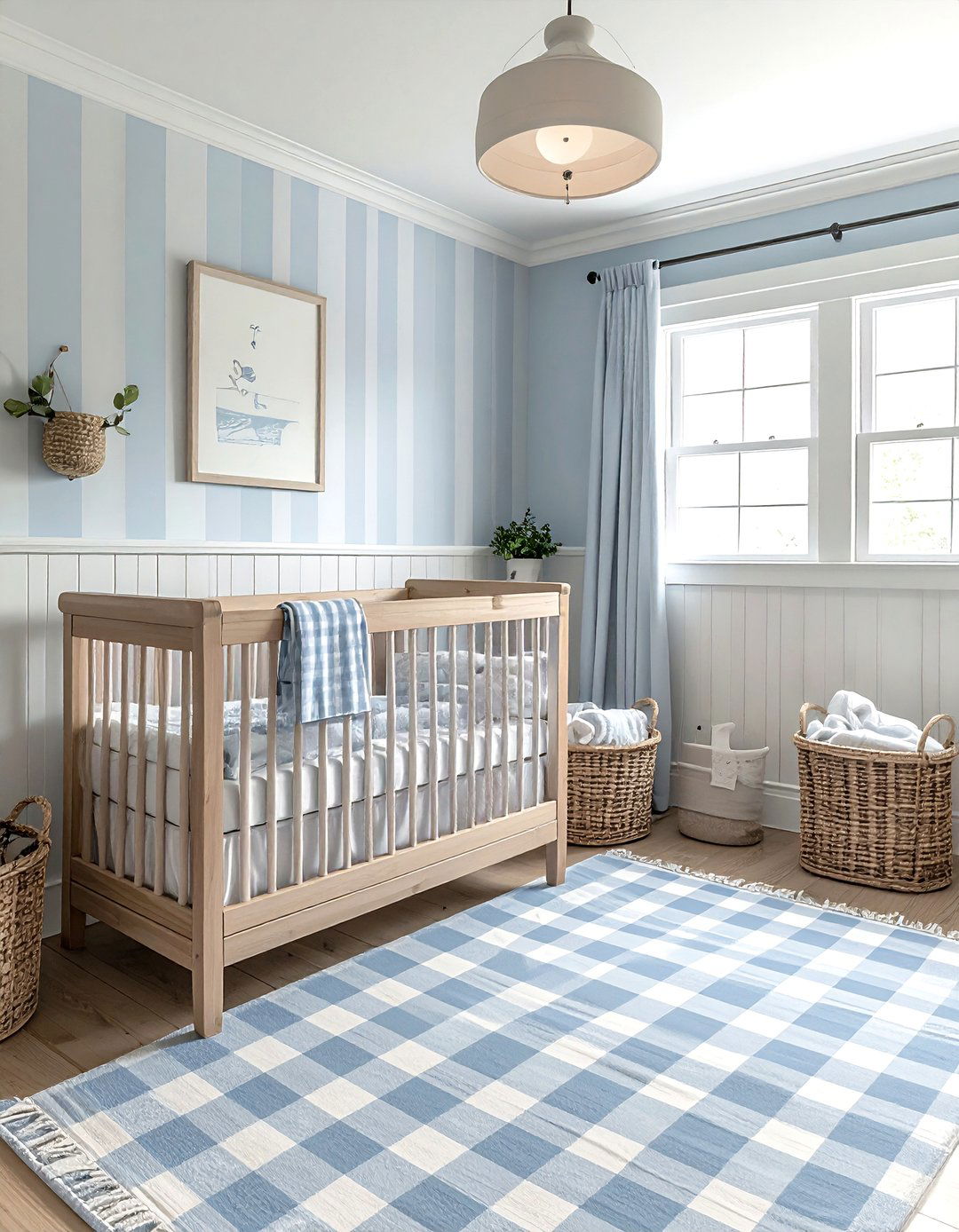 Gingham Check Nursery - 30 peel and stick wallpaper ideas