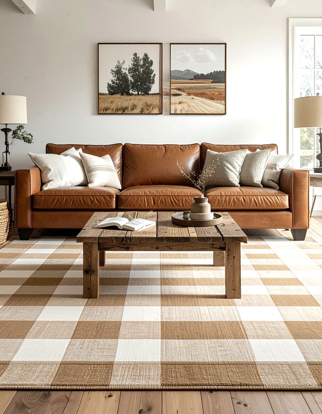 Gingham area rug - 30 gingham decor ideas
