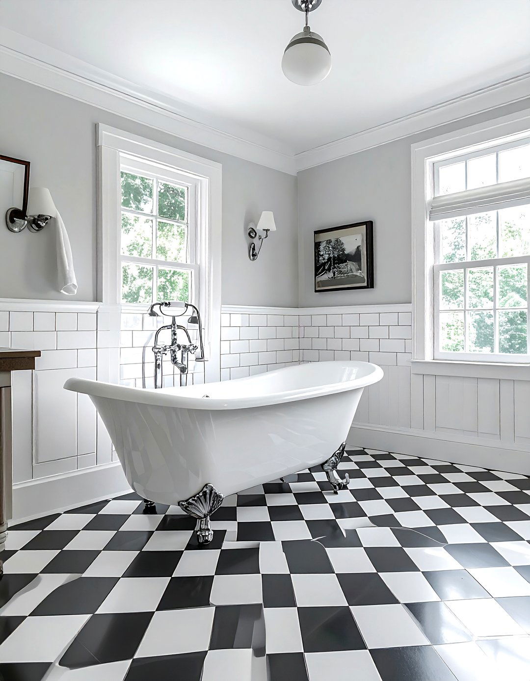 Gingham bathroom floor tile - 30 gingham decor ideas