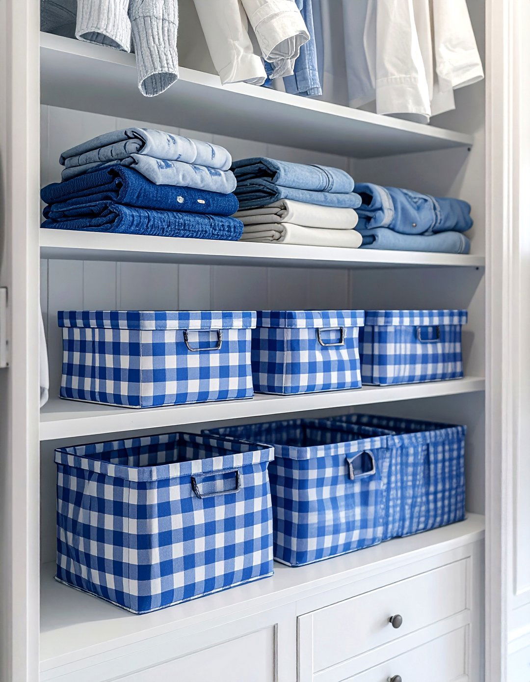 Gingham fabric storage bins - 30 gingham decor ideas