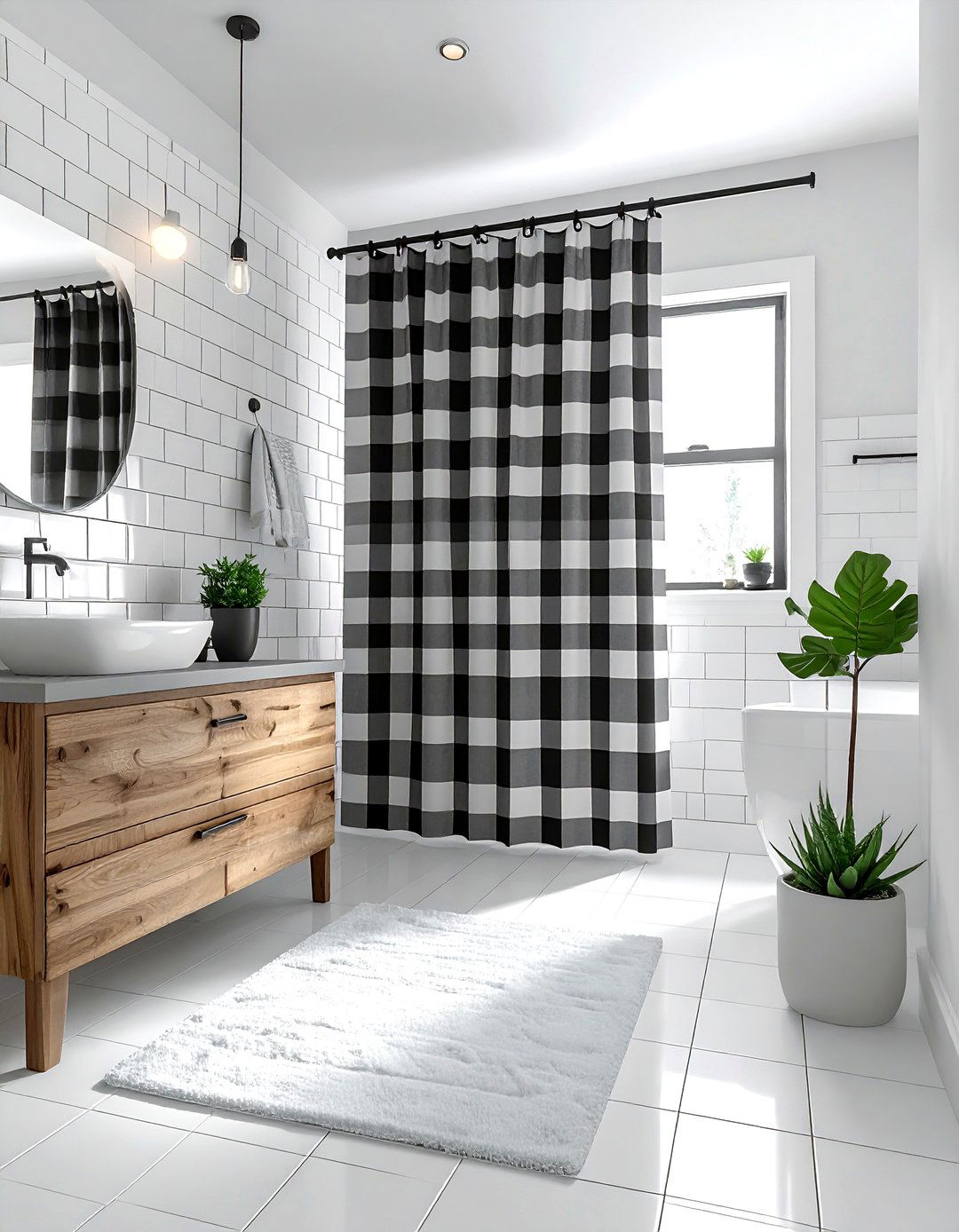 Gingham shower curtain - 30 gingham decor ideas