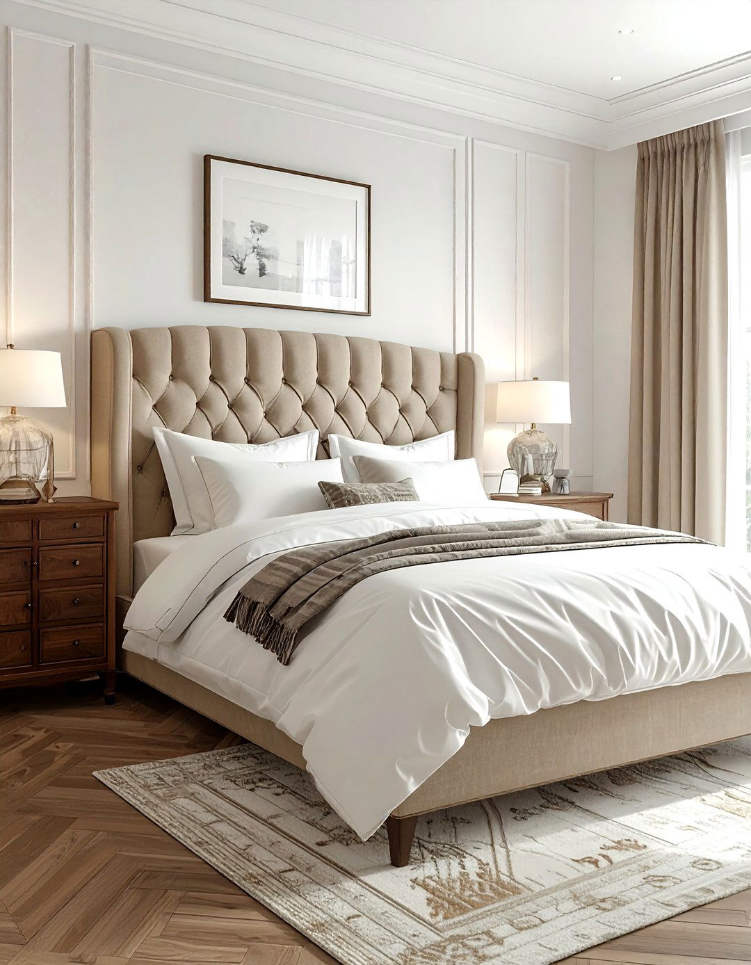 Gingham upholstered headboard - 30 gingham decor ideas