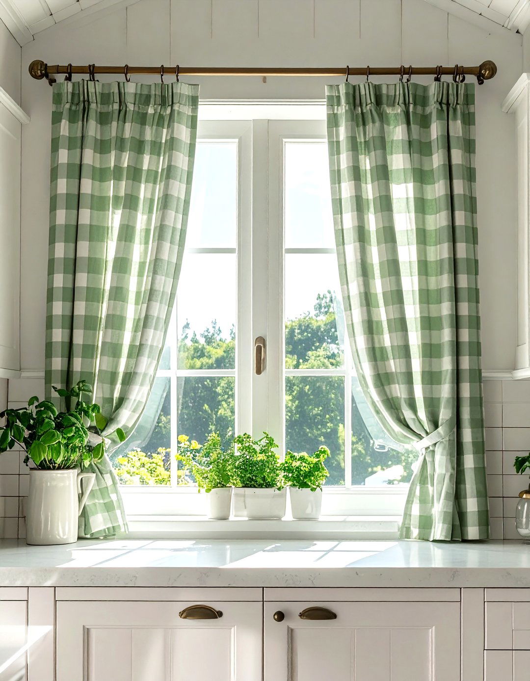Gingham window cafe curtains - 30 gingham decor ideas