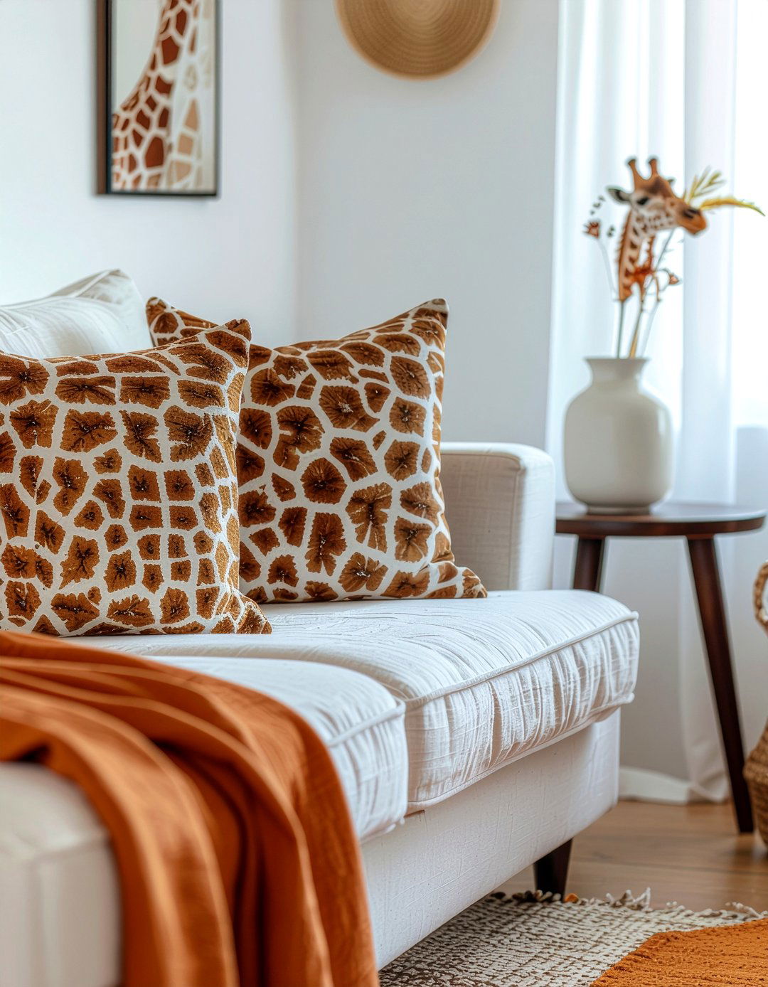 Giraffe Print Pillow - 30 safari bedroom ideas