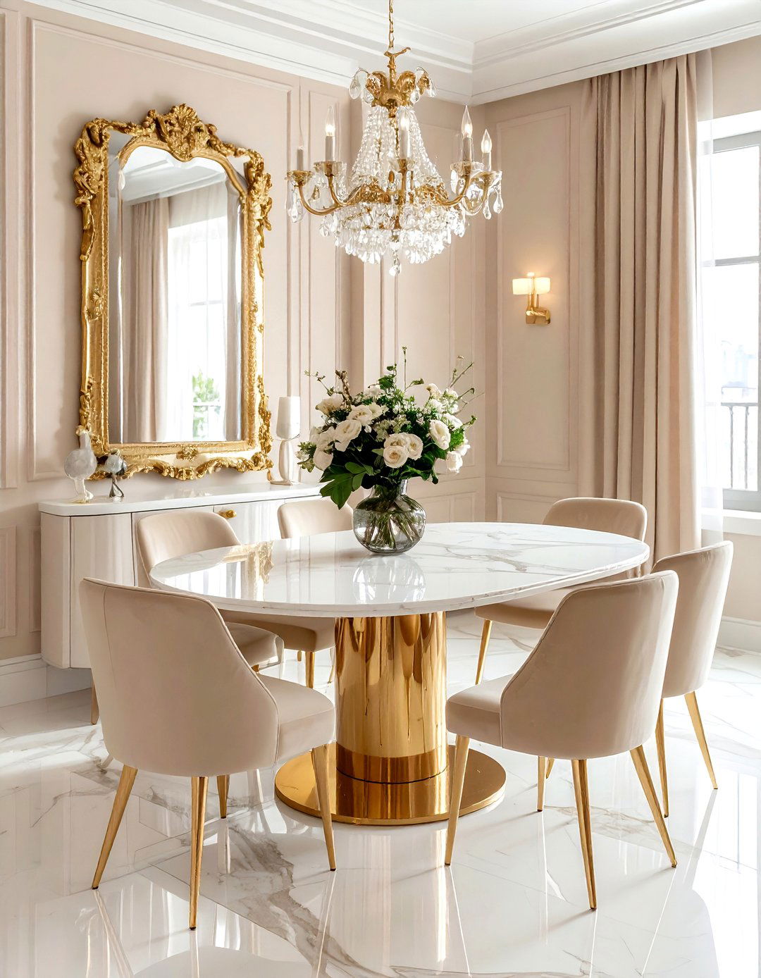 Glam Beige Dining Room - 30 beige dining room design ideas