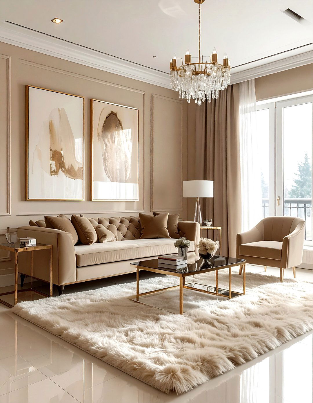 Glam Beige Living Room - 30 beige living room design ideas