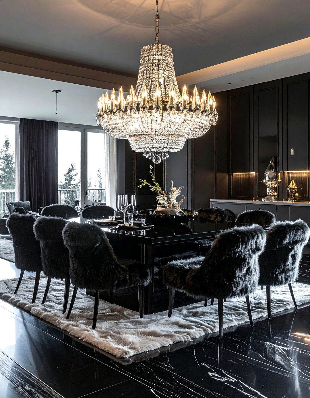 Glam Black Dining Room - 30 black dining room ideas