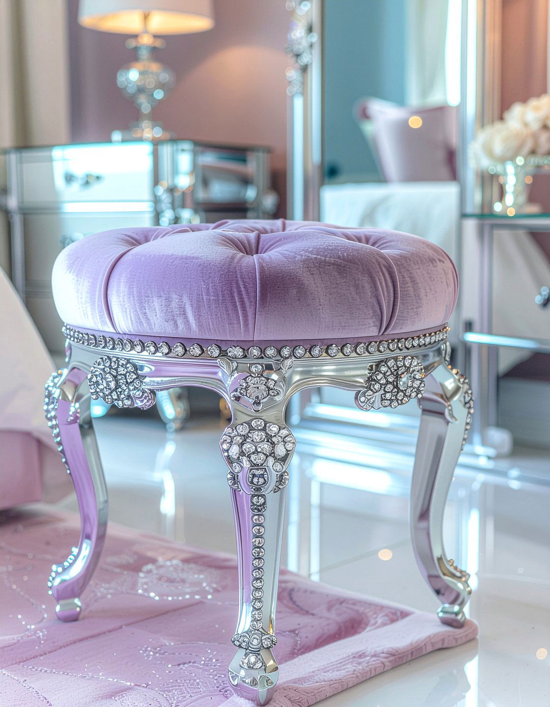 Glam Crystal Stool - 30 bedroom vanity stools