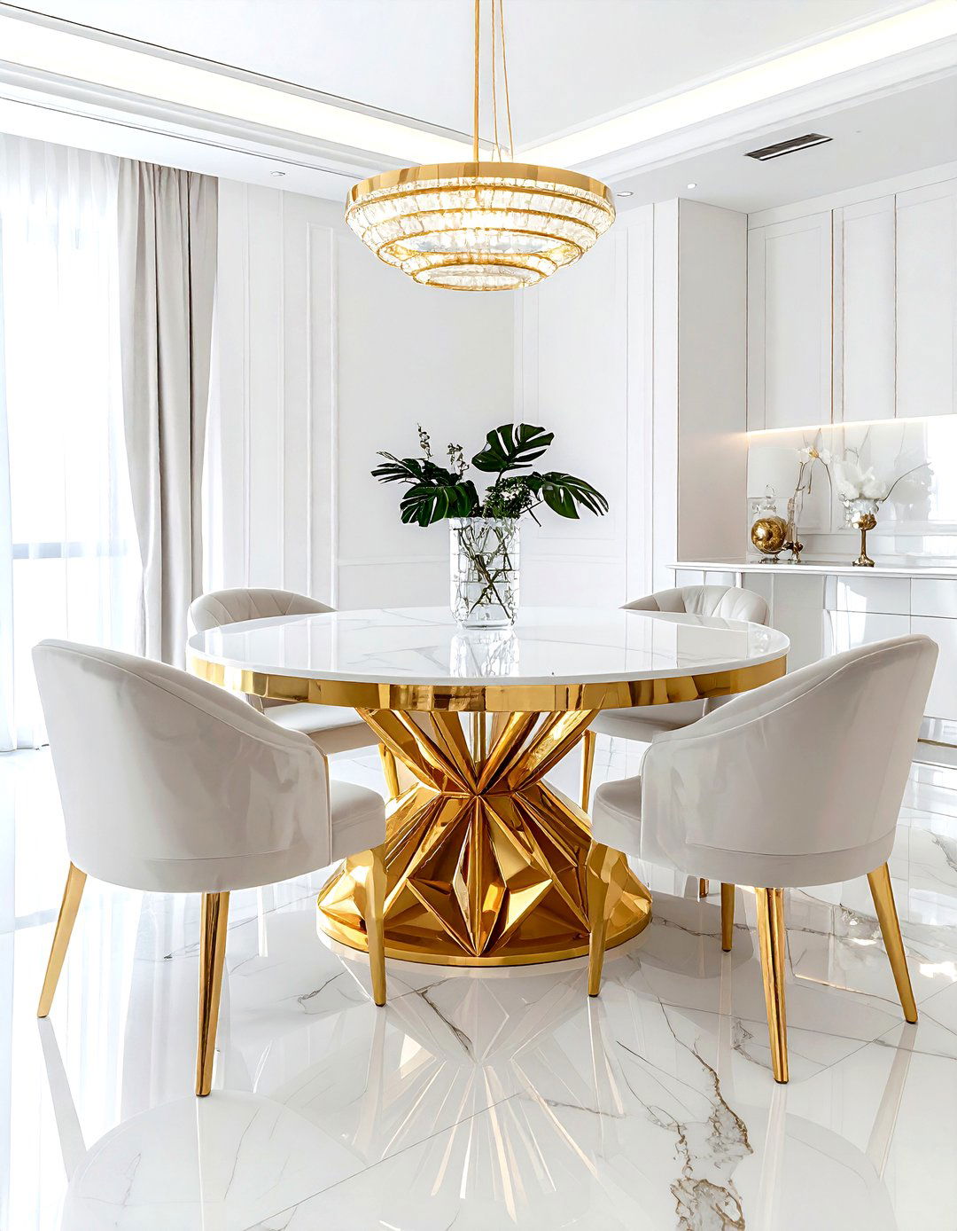 Glam Gold Base Dining Table - 30 large dining table ideas