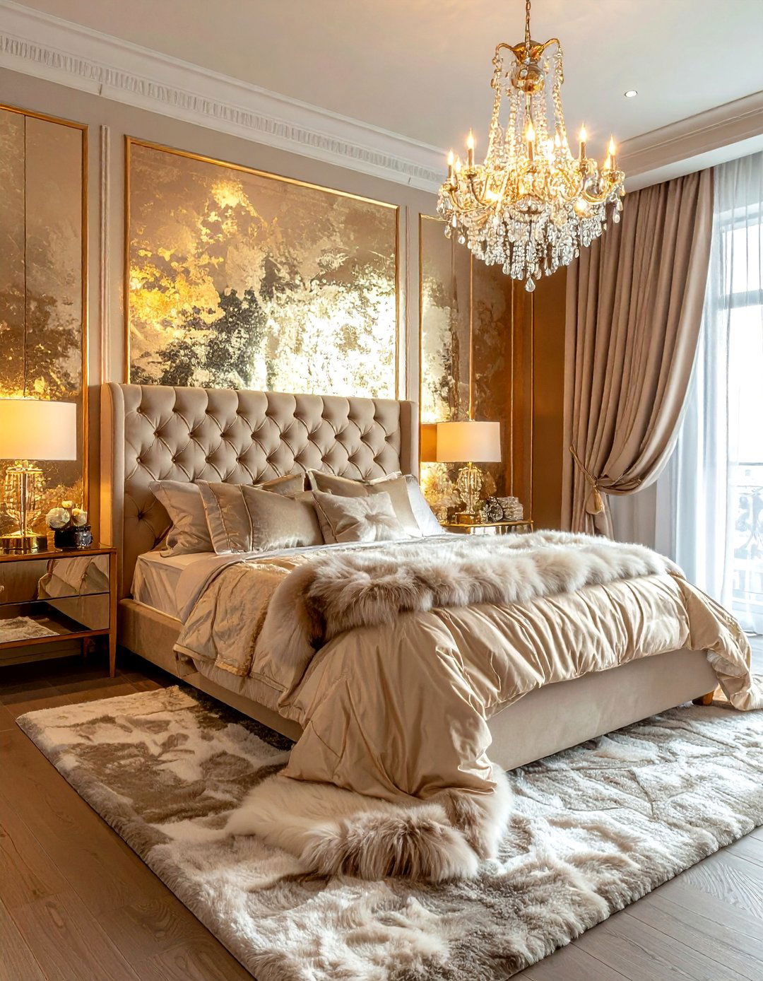 Glam Gold Bedroom - 30 rental apartment bedroom ideas