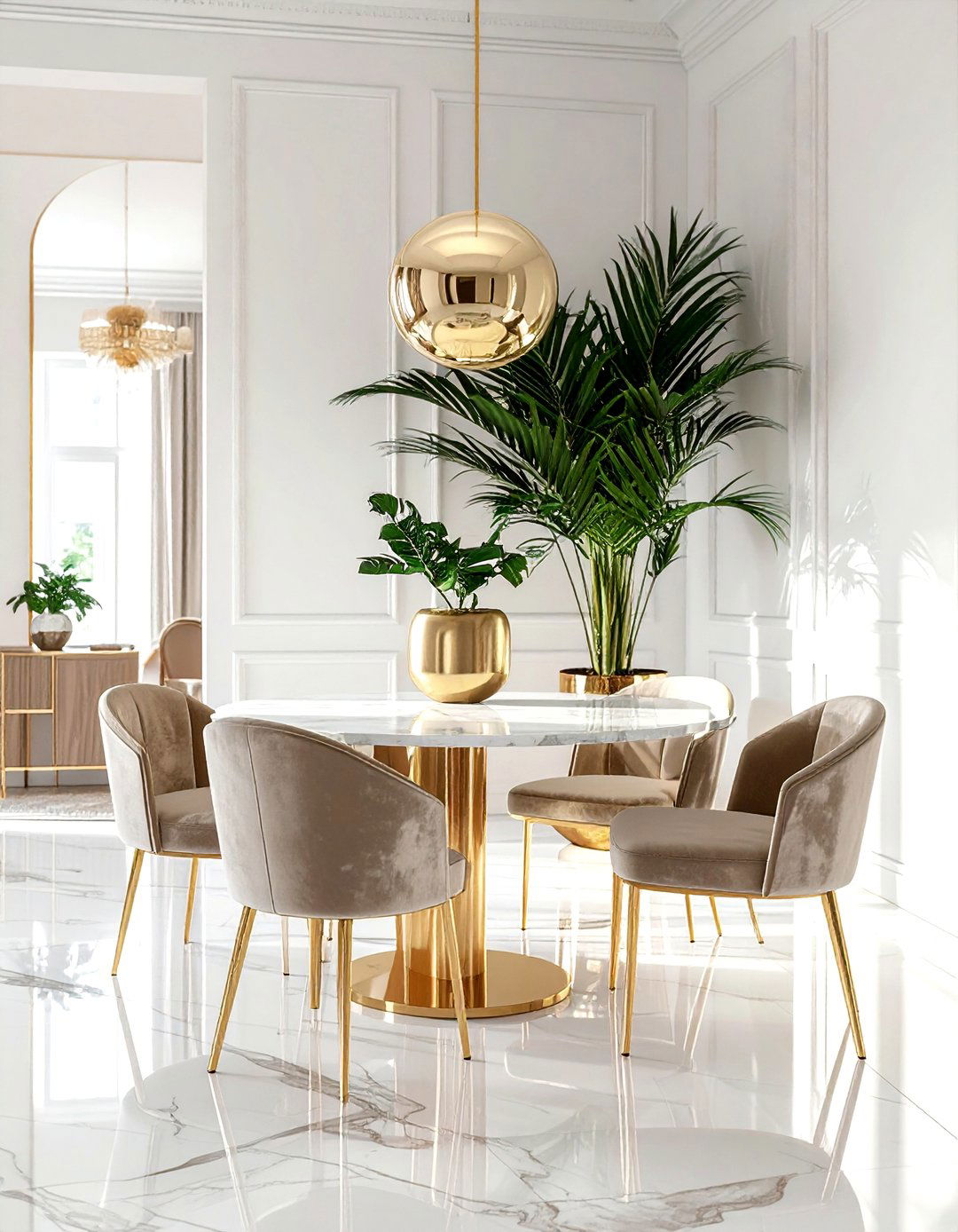 Glam Gold Palm Room - 30 dining room palm ideas