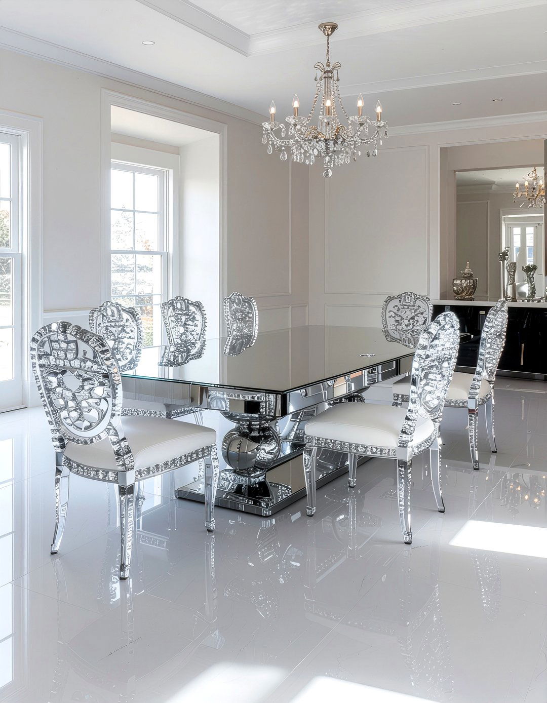 Glam Mirrored Dining Table - 30 dining table for 8 ideas