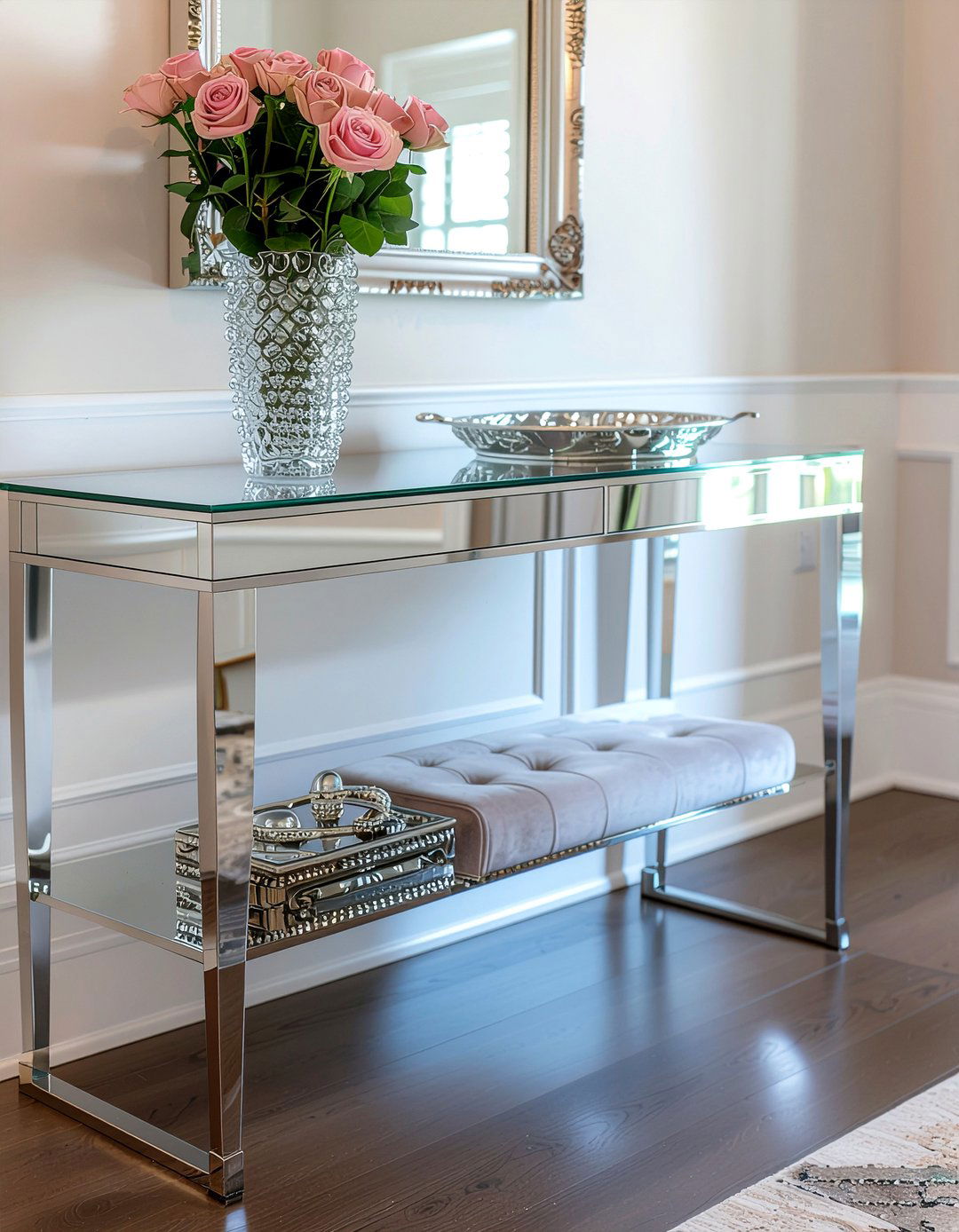 Glam Mirrored Entryway Table - 30 living room console table ideas