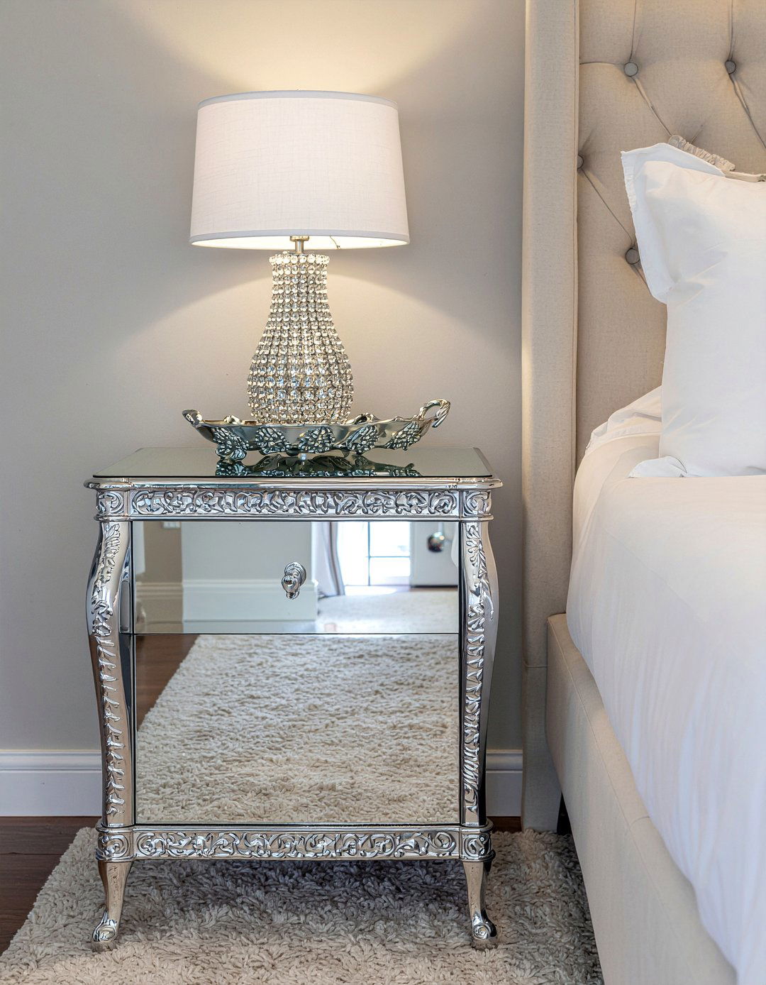 Glam Mirrored Nightstand - 30 bedroom mirrored nightstands
