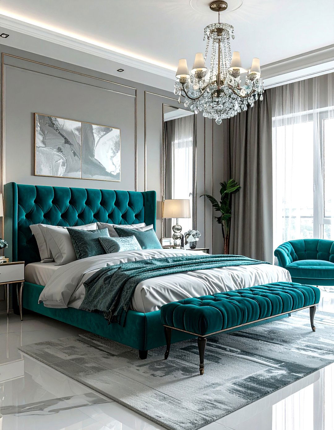 Glam Teal Bedroom - 30 teal bedroom ideas