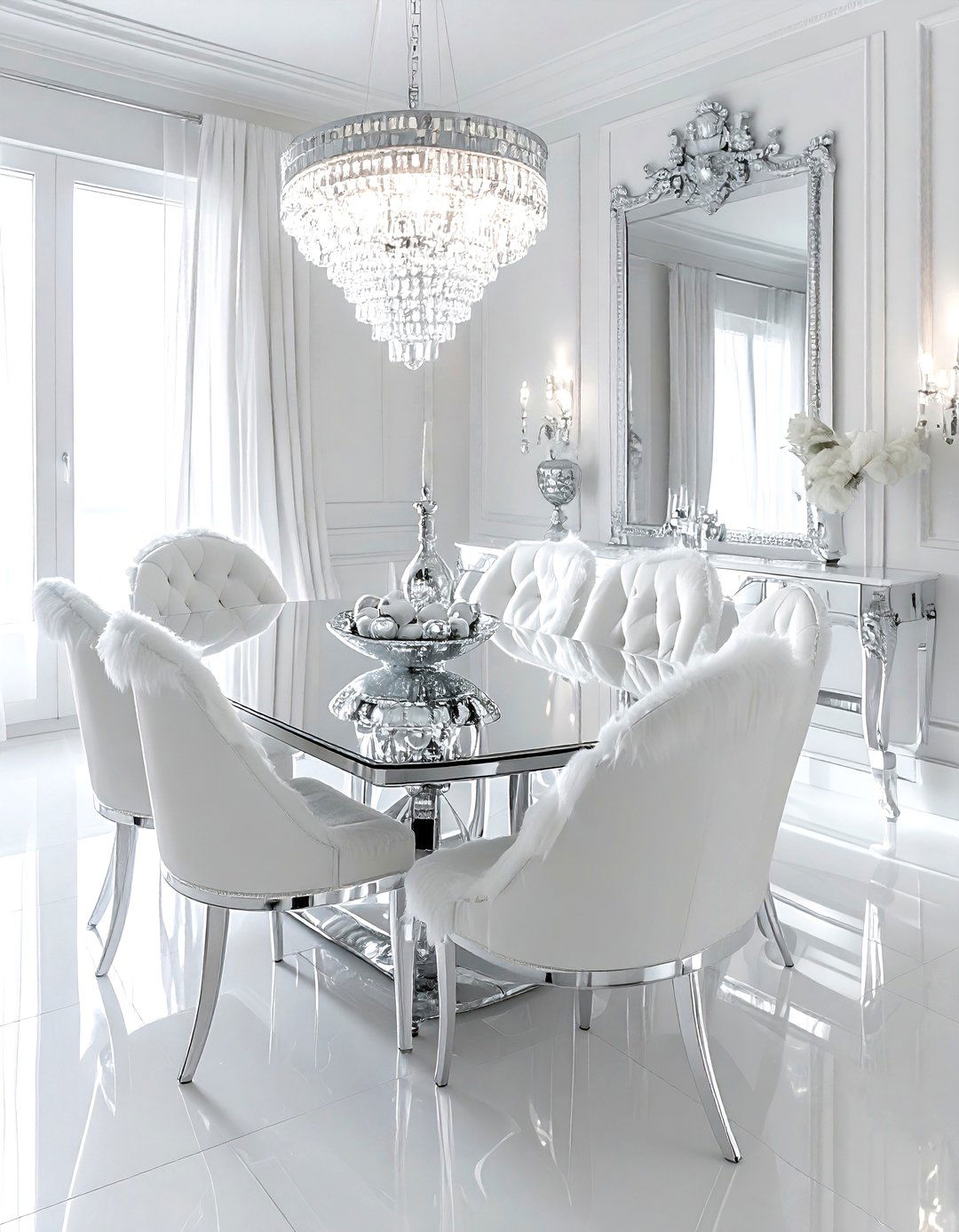 Glam White Dining Room - 30 white dining room ideas