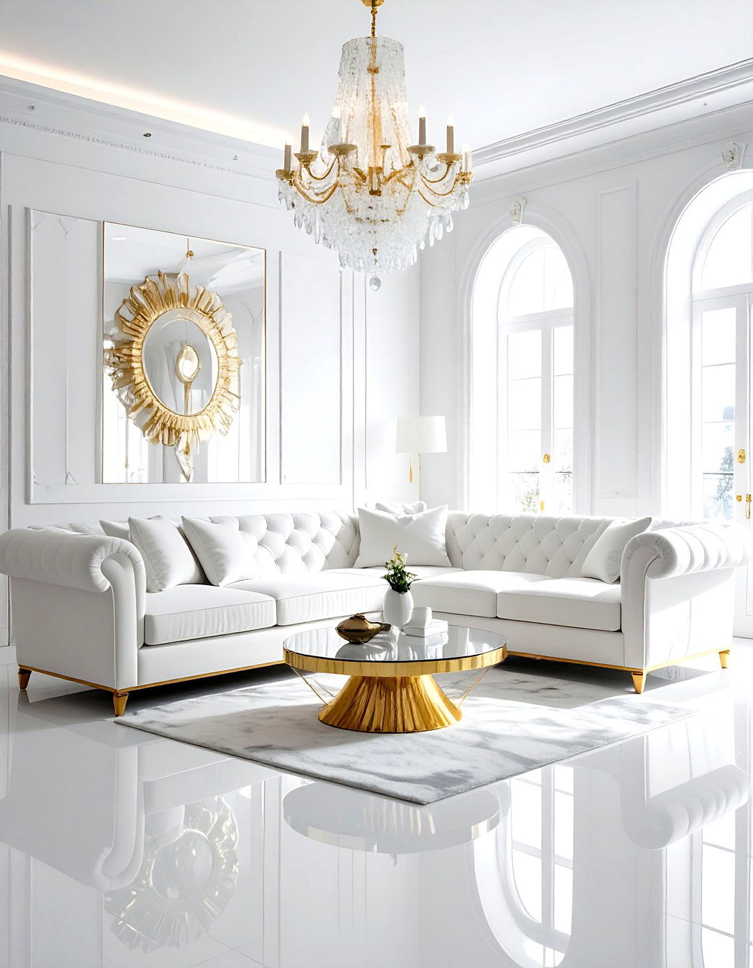 Glam White Living Room - 30 white living room decor ideas