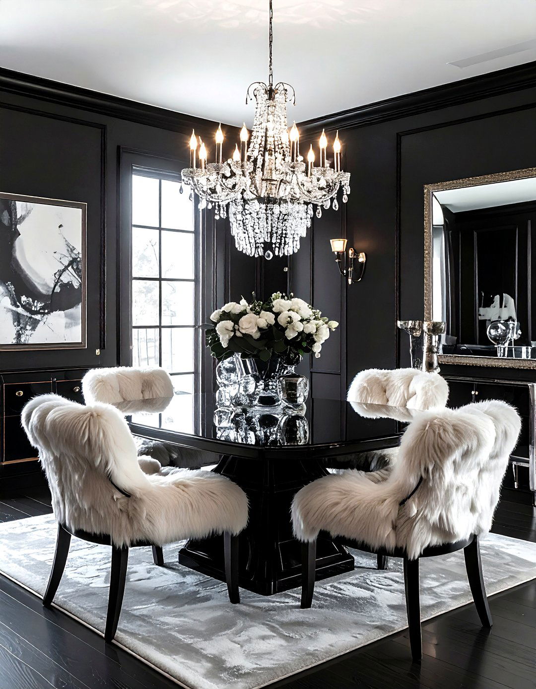 Glam black dining room - 30 dark black dining room ideas