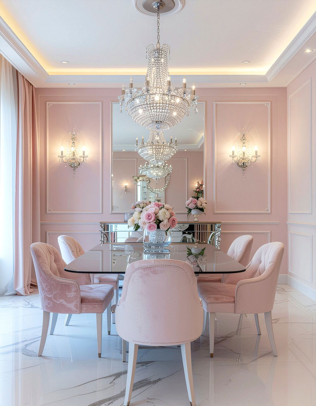 Glam blush pink dining room - 30 blush pink dining room ideas